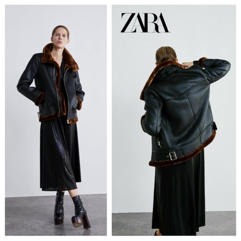 ZARA BIKER JACKET CONTRASTING DOUBLE FACED